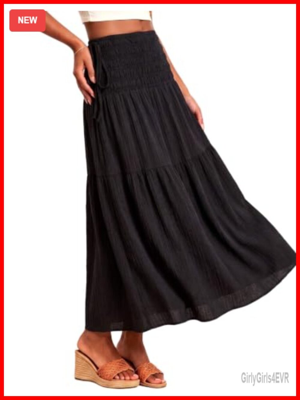 Women's Flowy Tiered A-Line Maxi Boho Summer Skirt